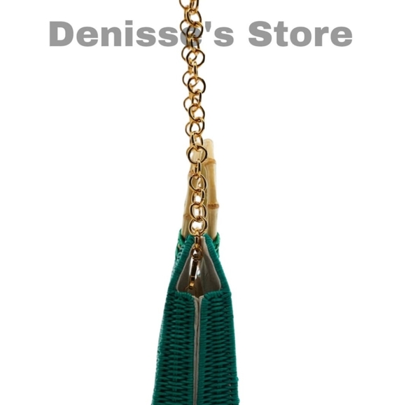 ZARA NEW WOMAN RIGID CITY BAG RATTAN exterior SS22 CROSSBODY   GREEN 6415/910 - Picture 3 of 6